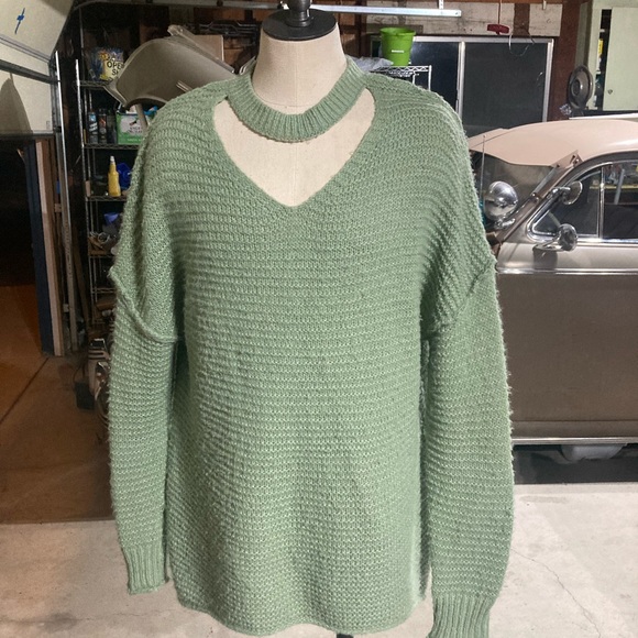 Mossimo Sea Foam Green Size Small Knit Long Sleeve Sweater One sleeve longer x2” - Picture 1 of 7